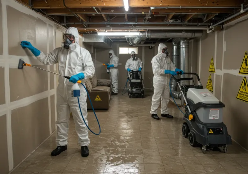 Basement Moisture Removal and Structural Drying process in Hamilton County, KS